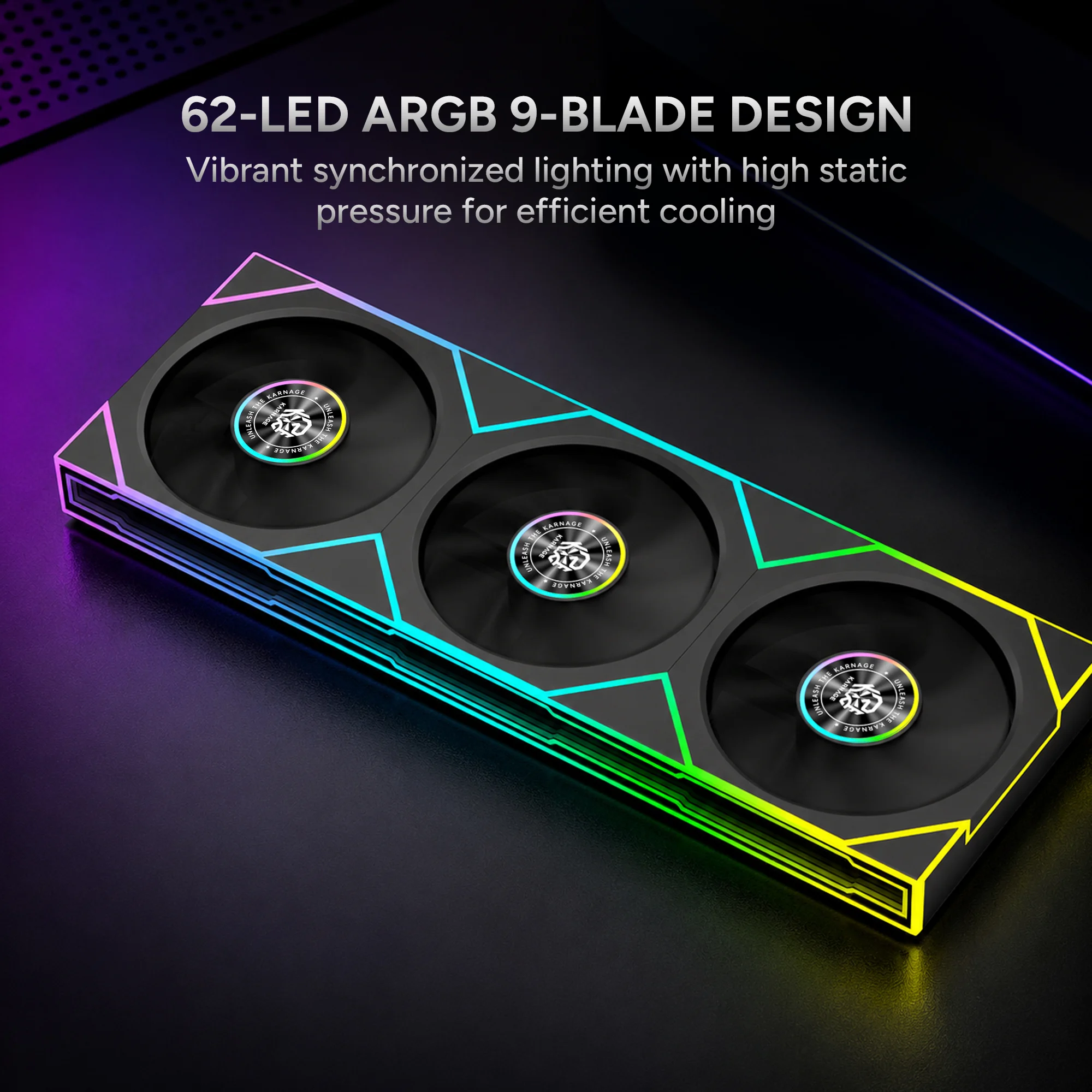 Karnage Sunbeam 360 ARGB Case Fan - Black - View 4