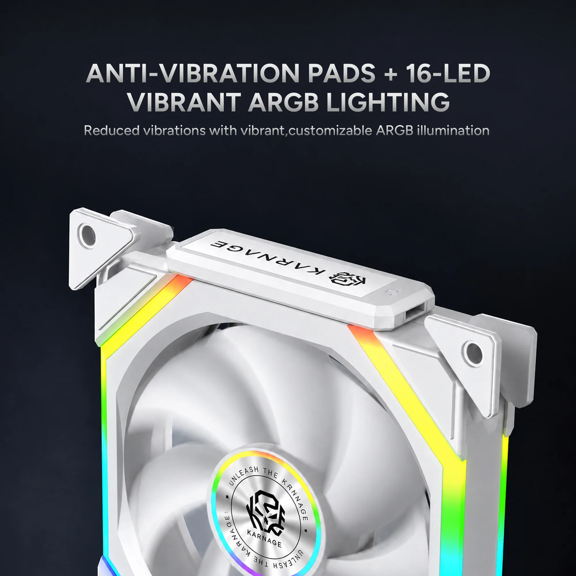 Karnage Ignite V3 ARGB Case Fan - White - View 3