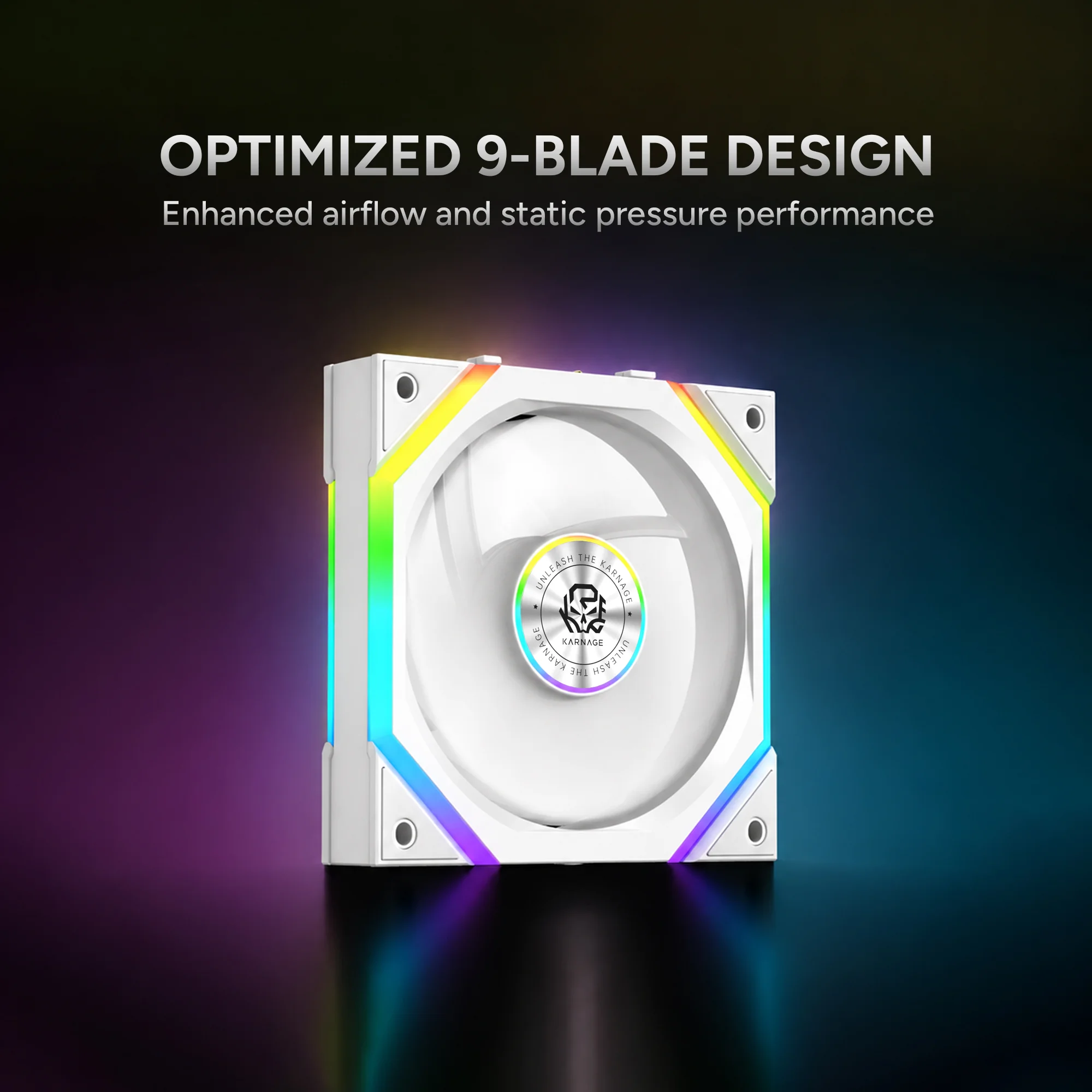 Karnage Ignite ARGB Case Fan - White - View 2