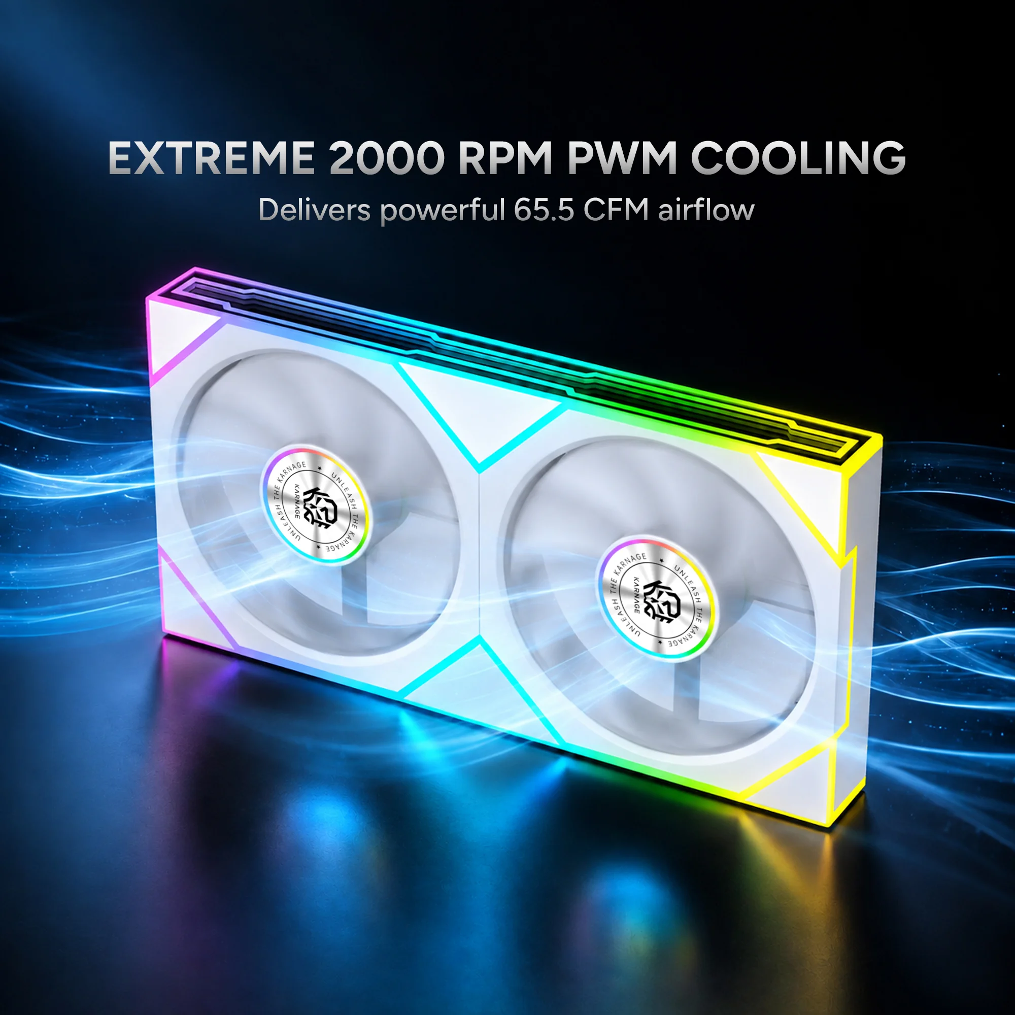 Karnage Sunbeam 240 ARGB Case Fan - White - View 2