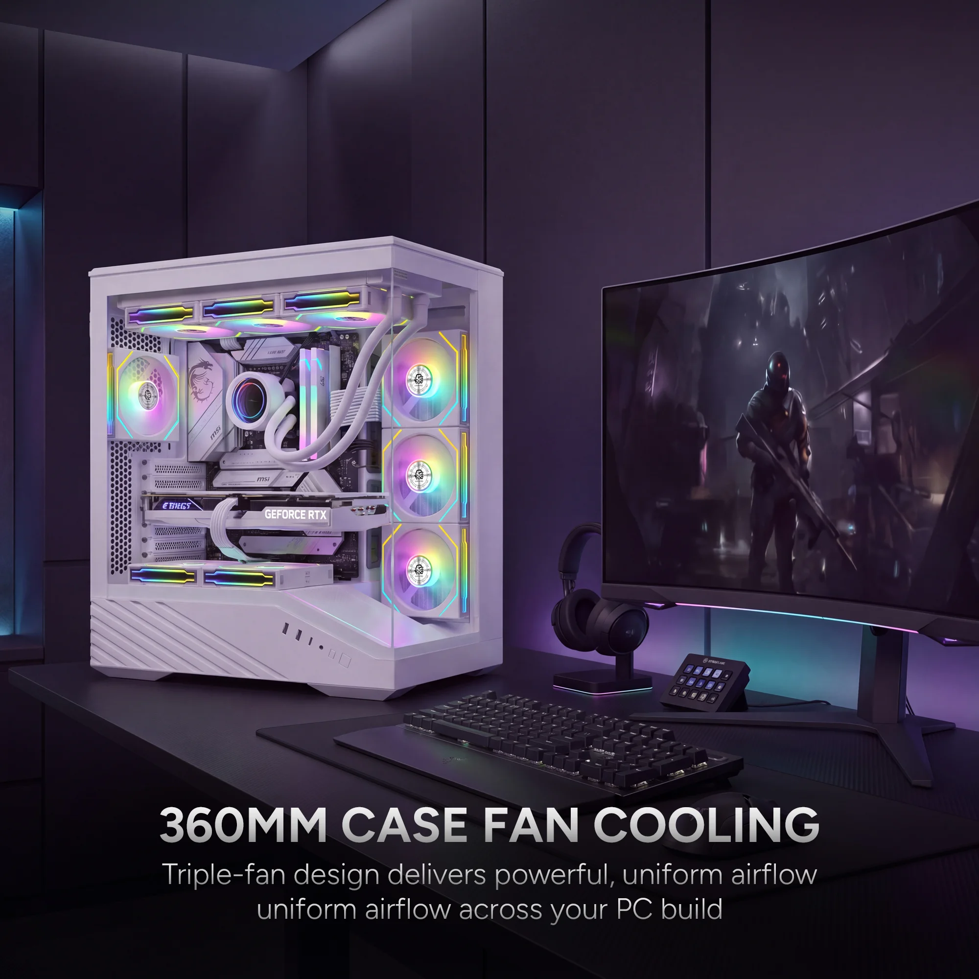 Karnage Sunbeam 360 ARGB Case Fan - White - View 5